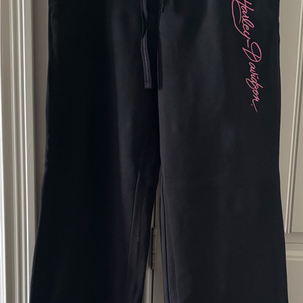 Harley-Davidson Black Pants with Pink Script